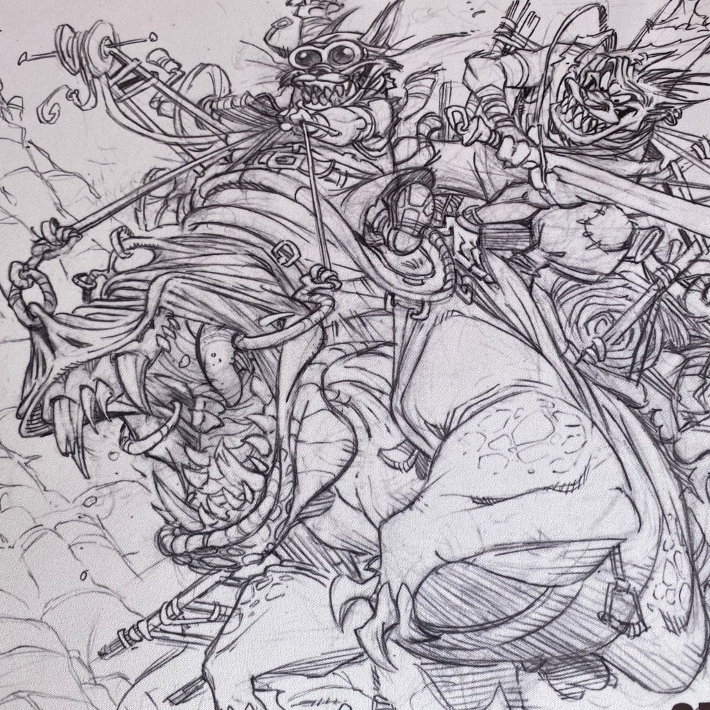 Playmat für Cannibal World – Schwarz-Weiß-Illustration 2