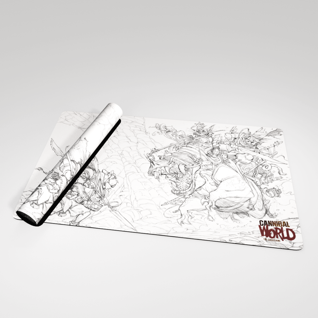 Playmat für Cannibal World – Schwarz-Weiß-Illustration 2