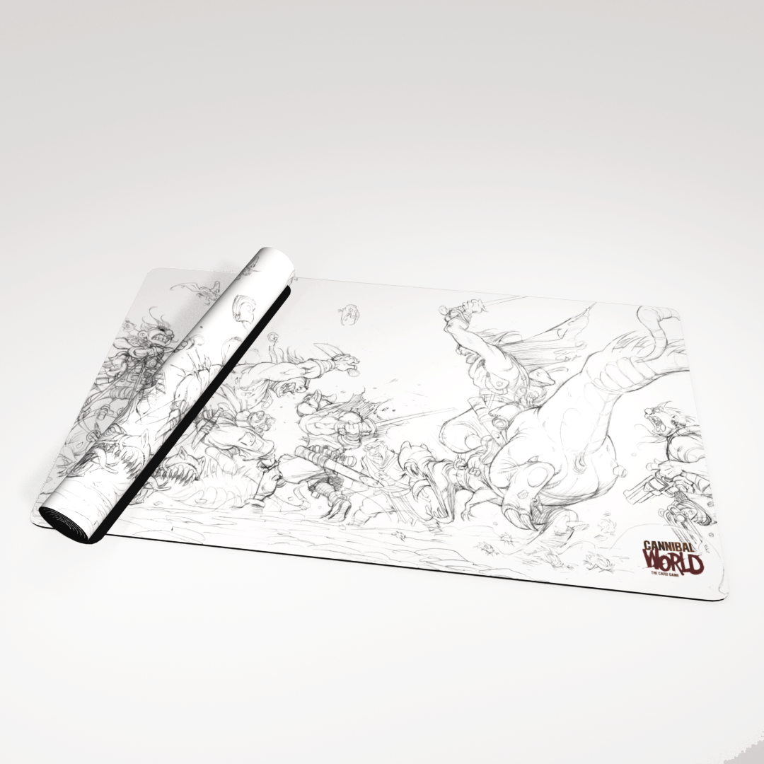 Playmat for Cannibal World B&W Illustration 1